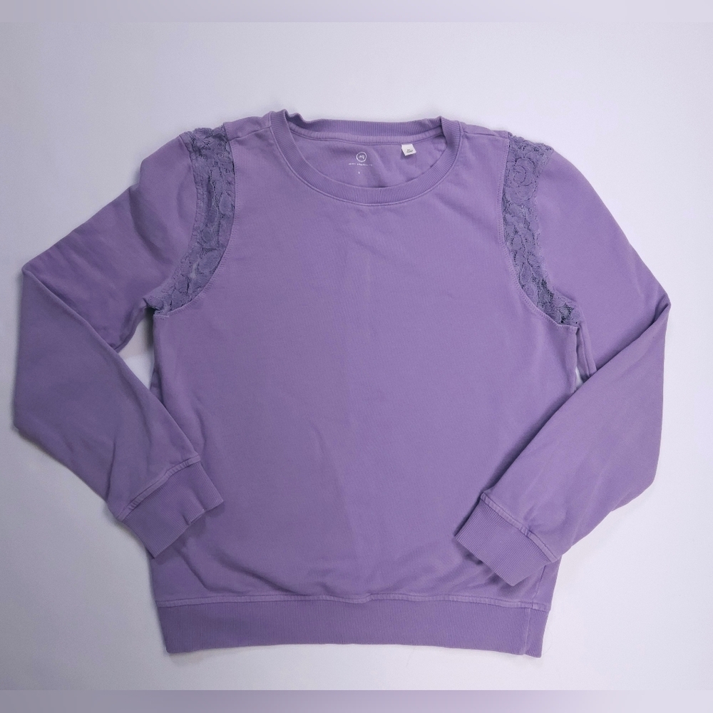 Adriano Goldschmied Kids Lilac Purple Lace Hand-Dyed Cotton Sweatshirt Girls XL